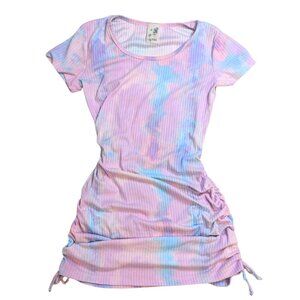 Multi-Colored Side Ruched Dress Size M (EUC)